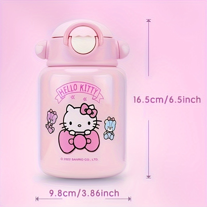 Hello Kitty Thermos Insulated Kids Water Bottle Pink Silver Sanrio 10oz