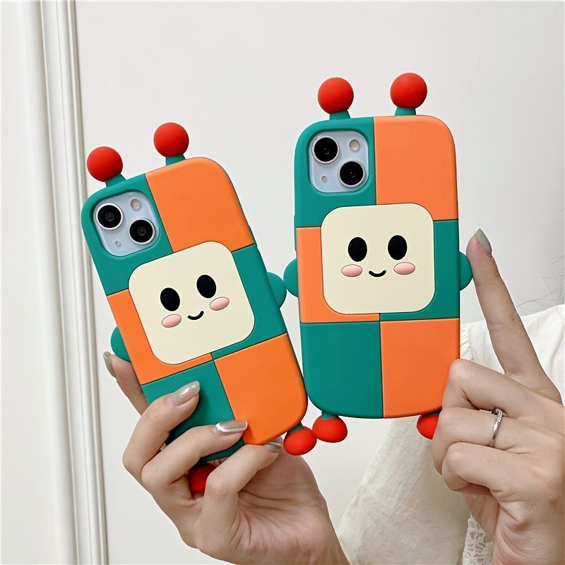 Green Orange Cartoon Cute Robot Mobile Phone Case For Iphone14 14plus 14pro  14promax - Cell Phones & Accessories - Temu