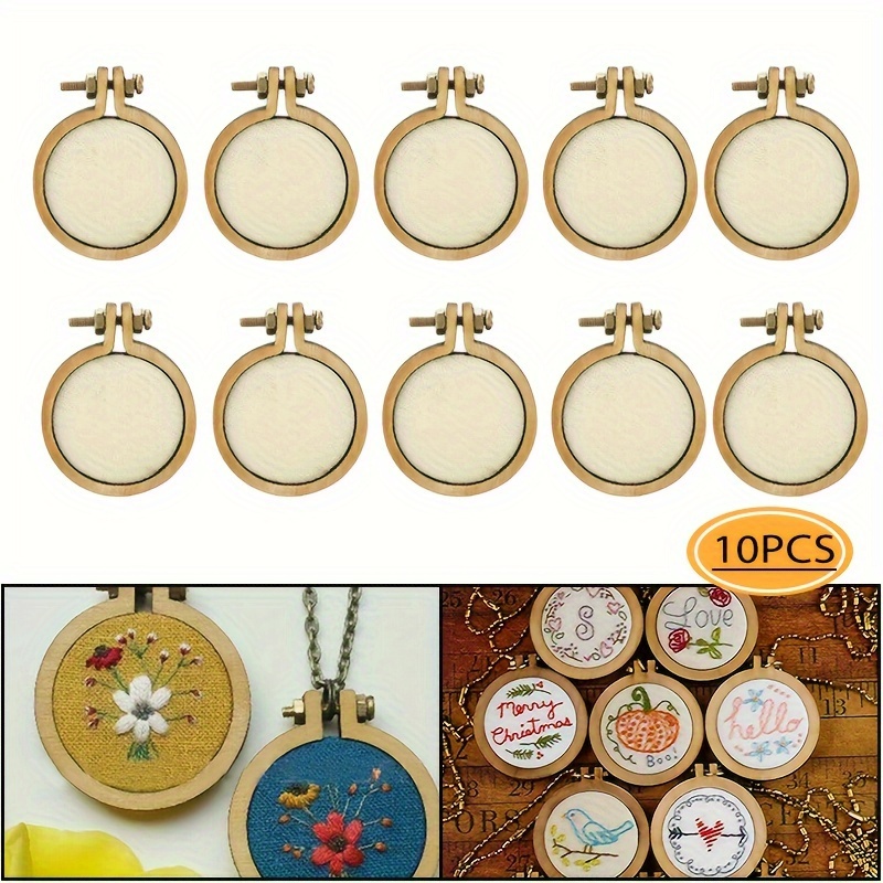 10pcs Mini Embroidery Hoops Ring Wooden Hand Crafts Cross Stitch Frame Tools