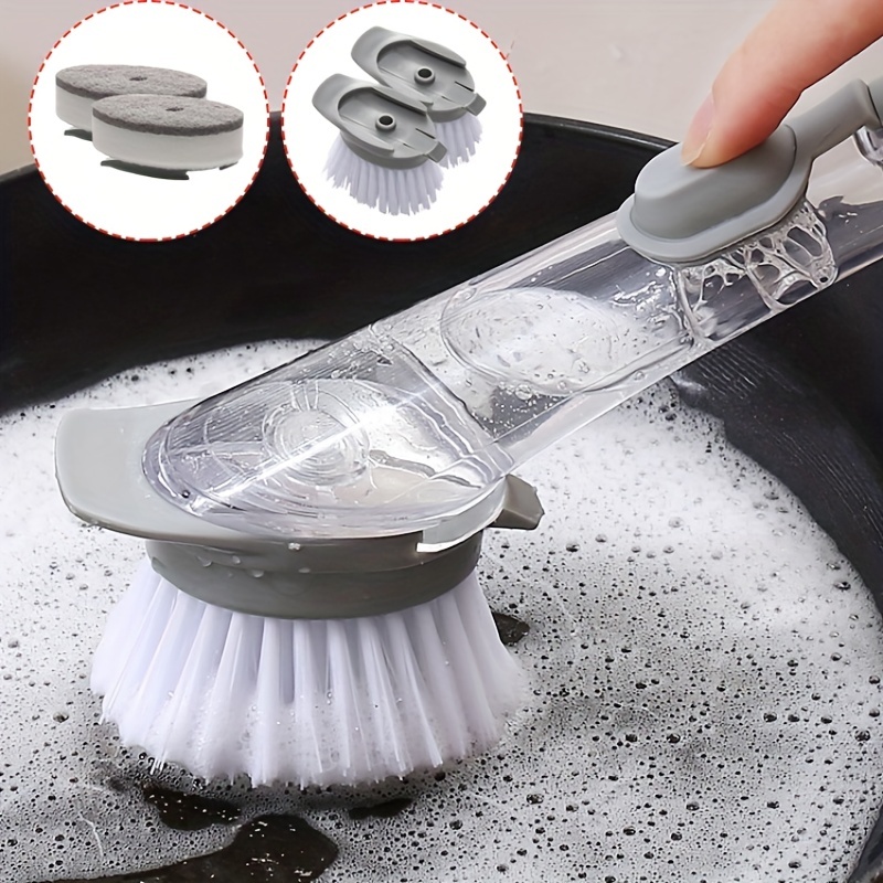 1/5Pcs Double Use Kitchen Cleaning Brush Scrubber Dish Bowl Washing Sponge  Automatic Liquid Dispenser Kitchen Pot Cleaning Tools