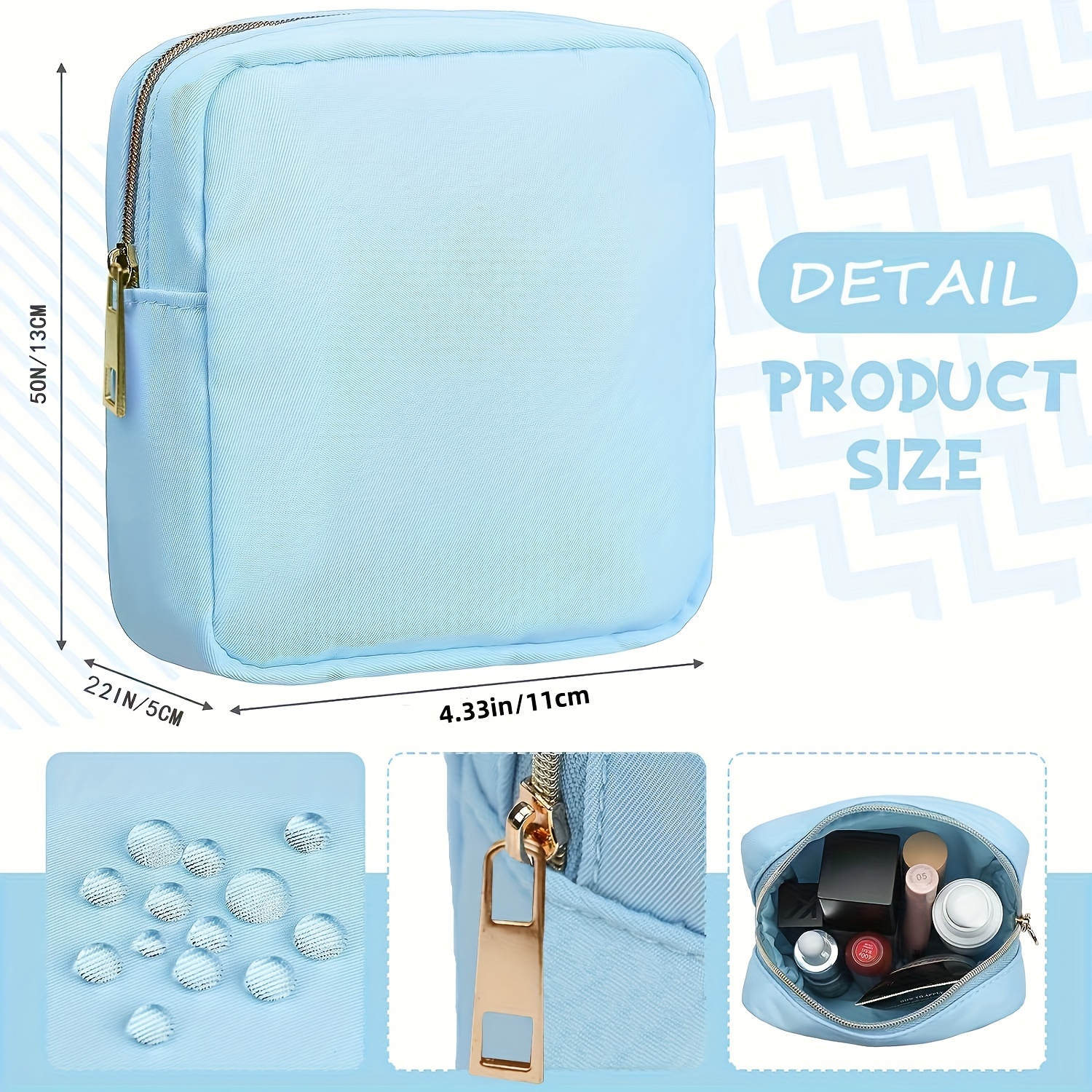 Nylon Mini Makeup Bag For Purse, Preppy Small Cute Makeup Bag Cosmetic  Zipper Pouch Purse, Waterproof Travel Coin Pouch Sanitary Napkin Storage  Bag