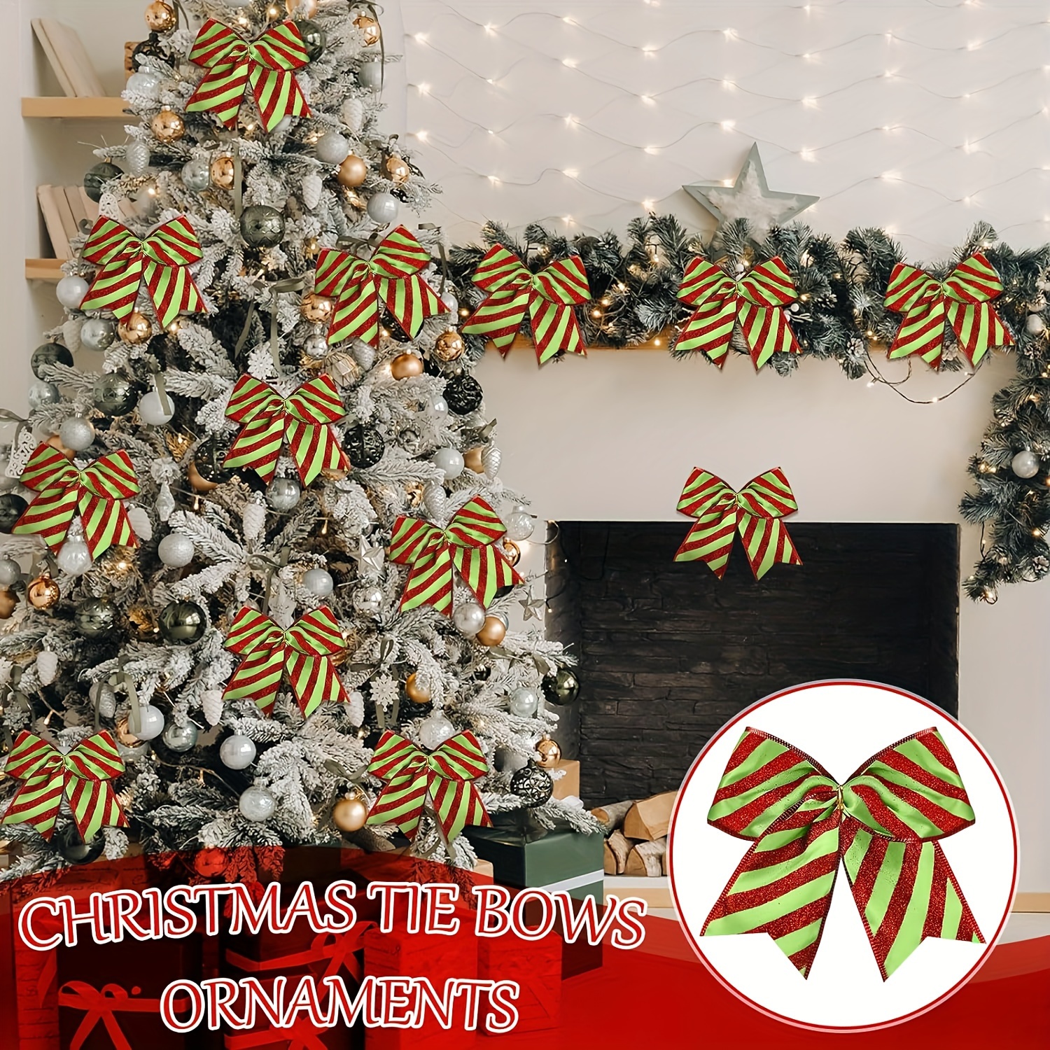 Red Bow Christmas Tree Decorations, Flocked Wreath Bows With Glitter Gold  Edge, Suitable For Christmas Home Fence Stair Railing Fireplace Indoor  Outdoor Front Door Decoration - Temu United Arab Emirates