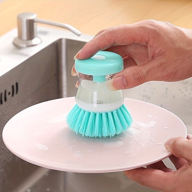 1pc Random Color Kitchen Pot Scrubber With Automatic Liquid Dispensing  Function, Cleaning Brush With Detergent For Dishwashing