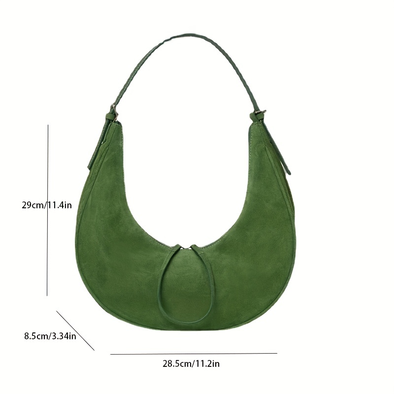 Solid Color Retro Crescent Bag, Casual Simple Felt Hobo Bag