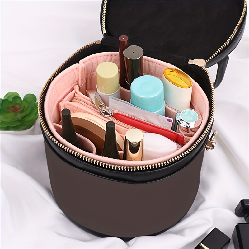 round bucket felt liner bag simple travel cosmetic bag Temu