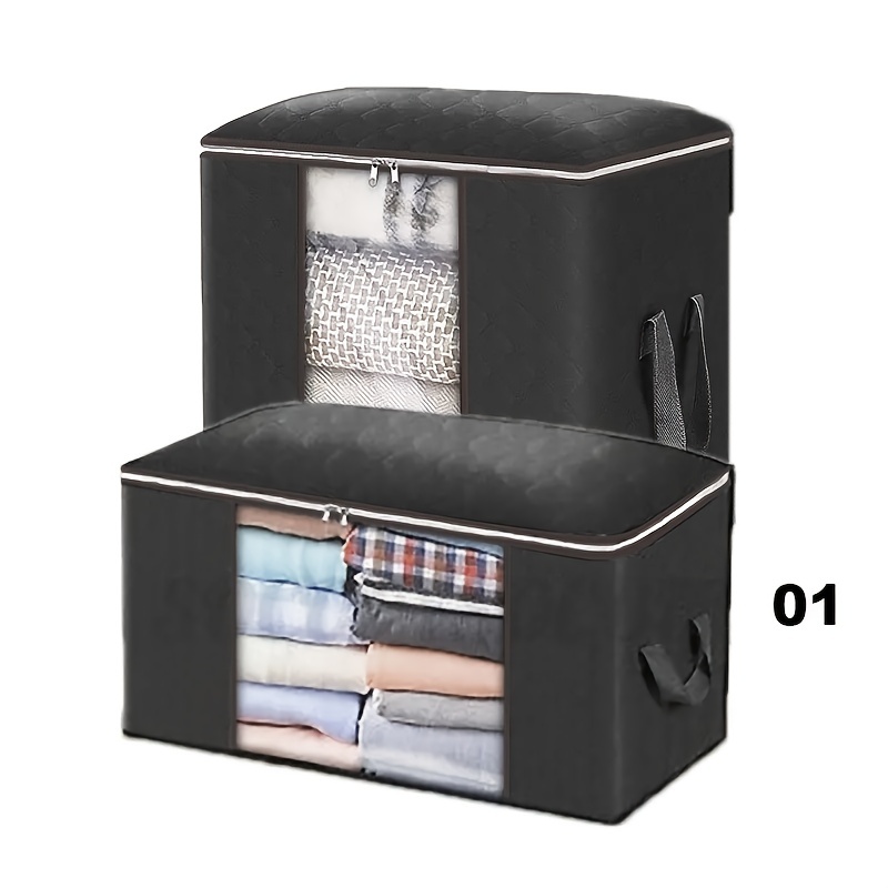1pc large storage bag organizer clothes storage with reinforced handle storage containers for bedding comforters clothing closet clear window sturdy zippers details 8