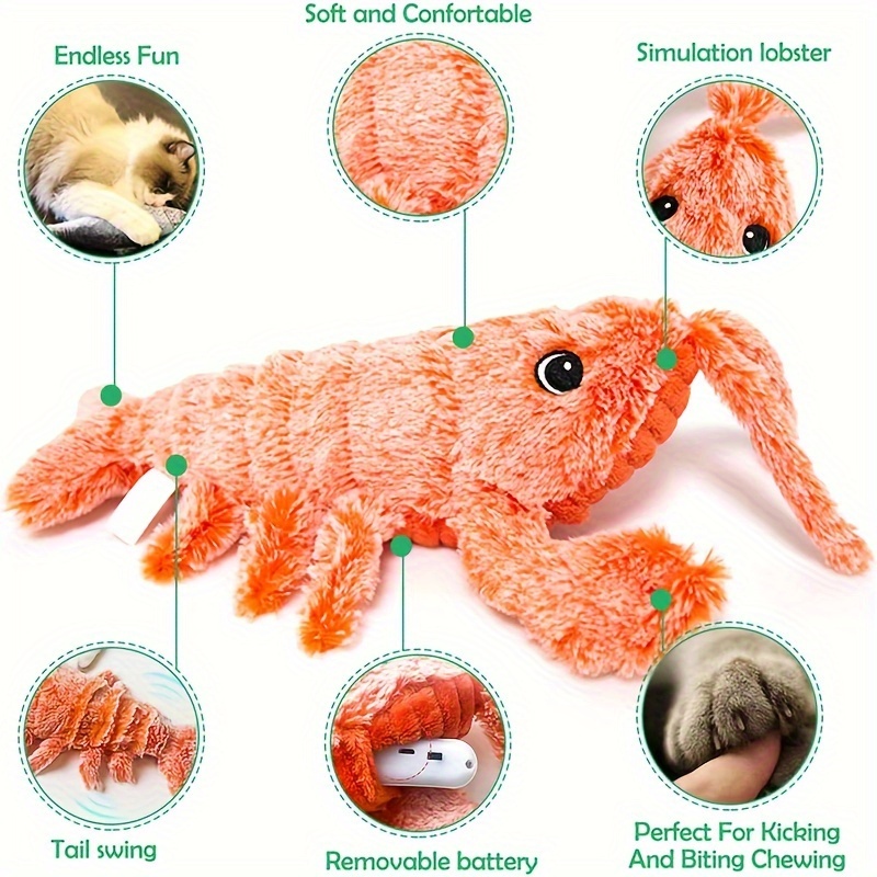 Electric Jumping Plush Shrimp USB Charging Cat or Dog Toy