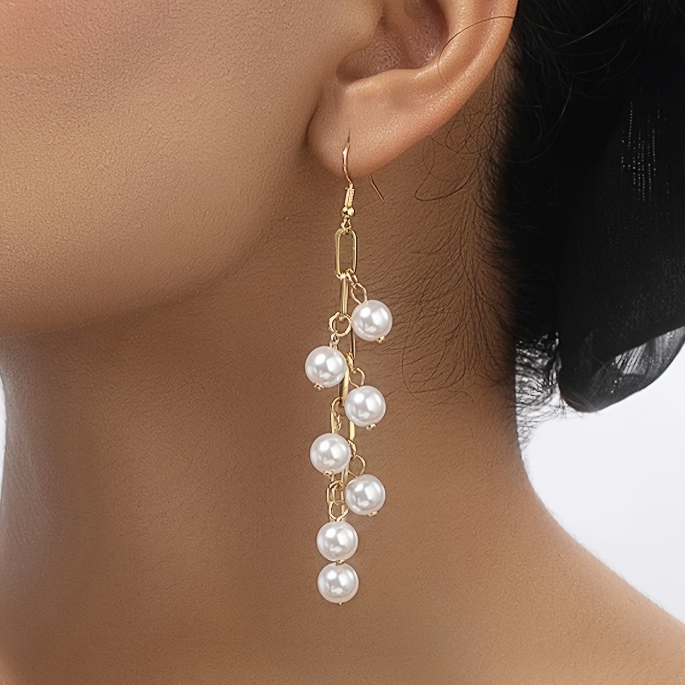 Faux Pearl Decor Ganci Orecchini Elegante Stile Semplice - Temu Italy