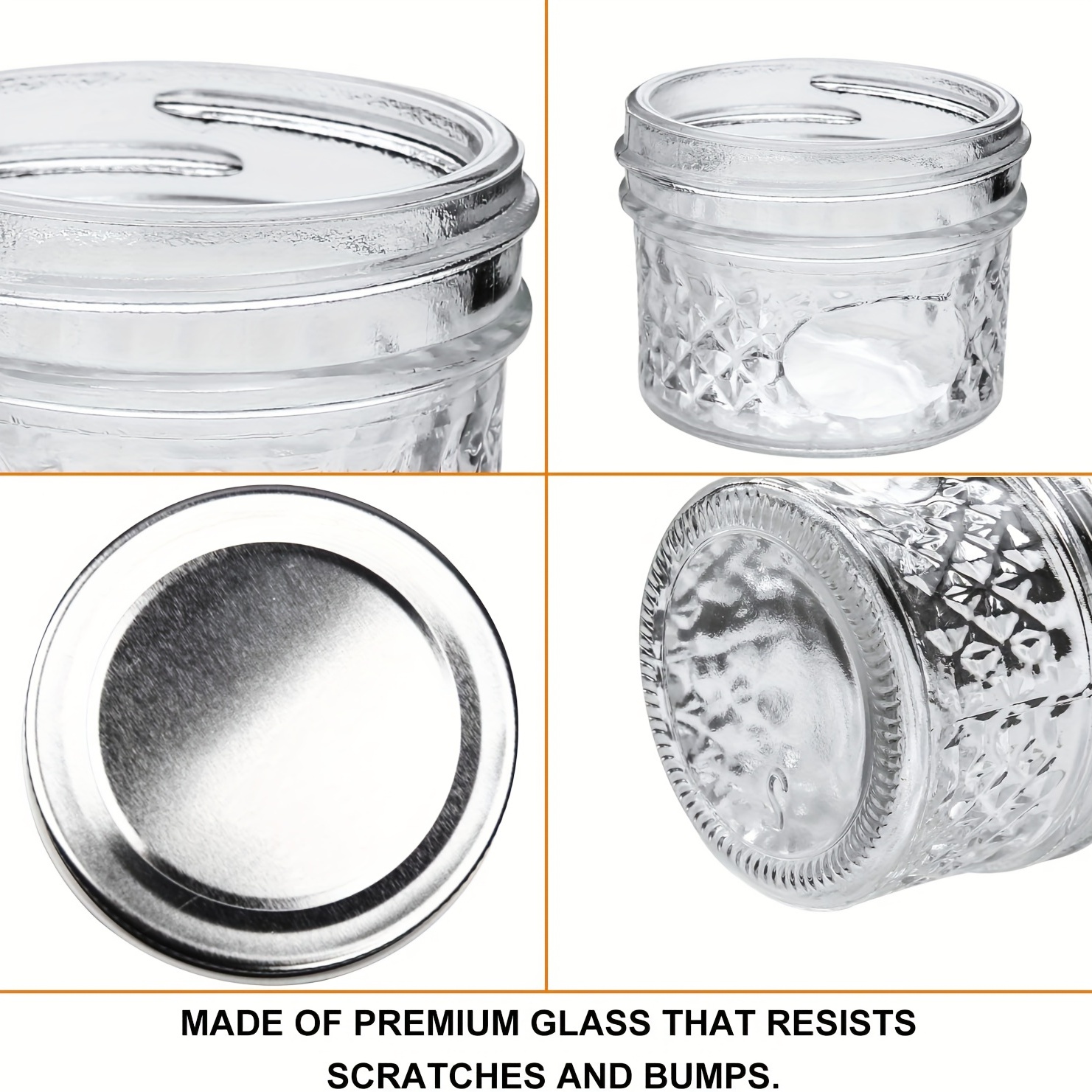 A2t55 Glass Jars With Regular Lids, Mason Jar With Airtight Lids, Clear  Glass Jar Ideal For Jam, Honey, Shower Favors, Fish Sauce All-in-one  Container With Silver Lid, Multipurpose Round Latch Reusable Can