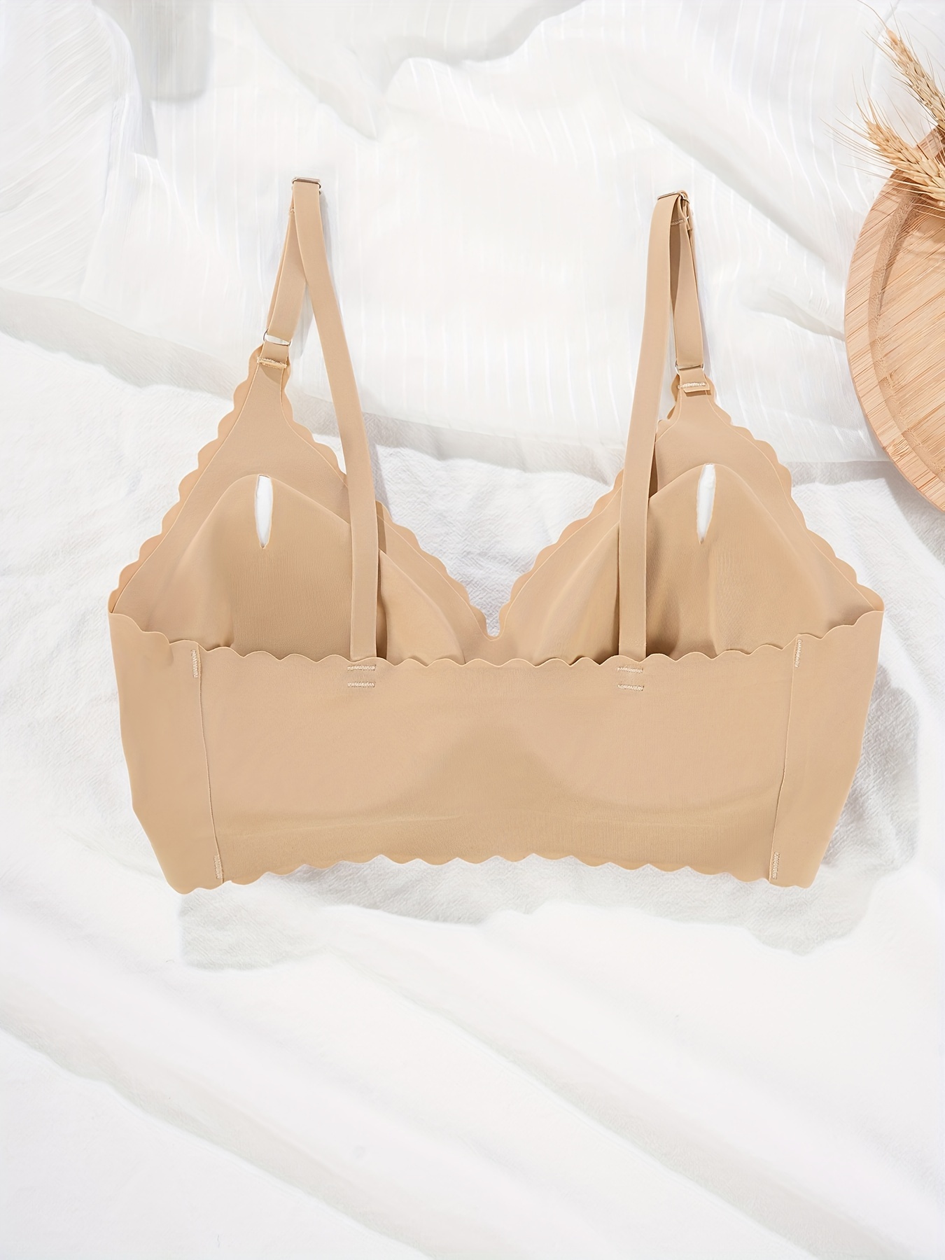 Scallop Trim Wireless Bra Comfy Soft Seamless Everyday Bra - Temu United  Arab Emirates