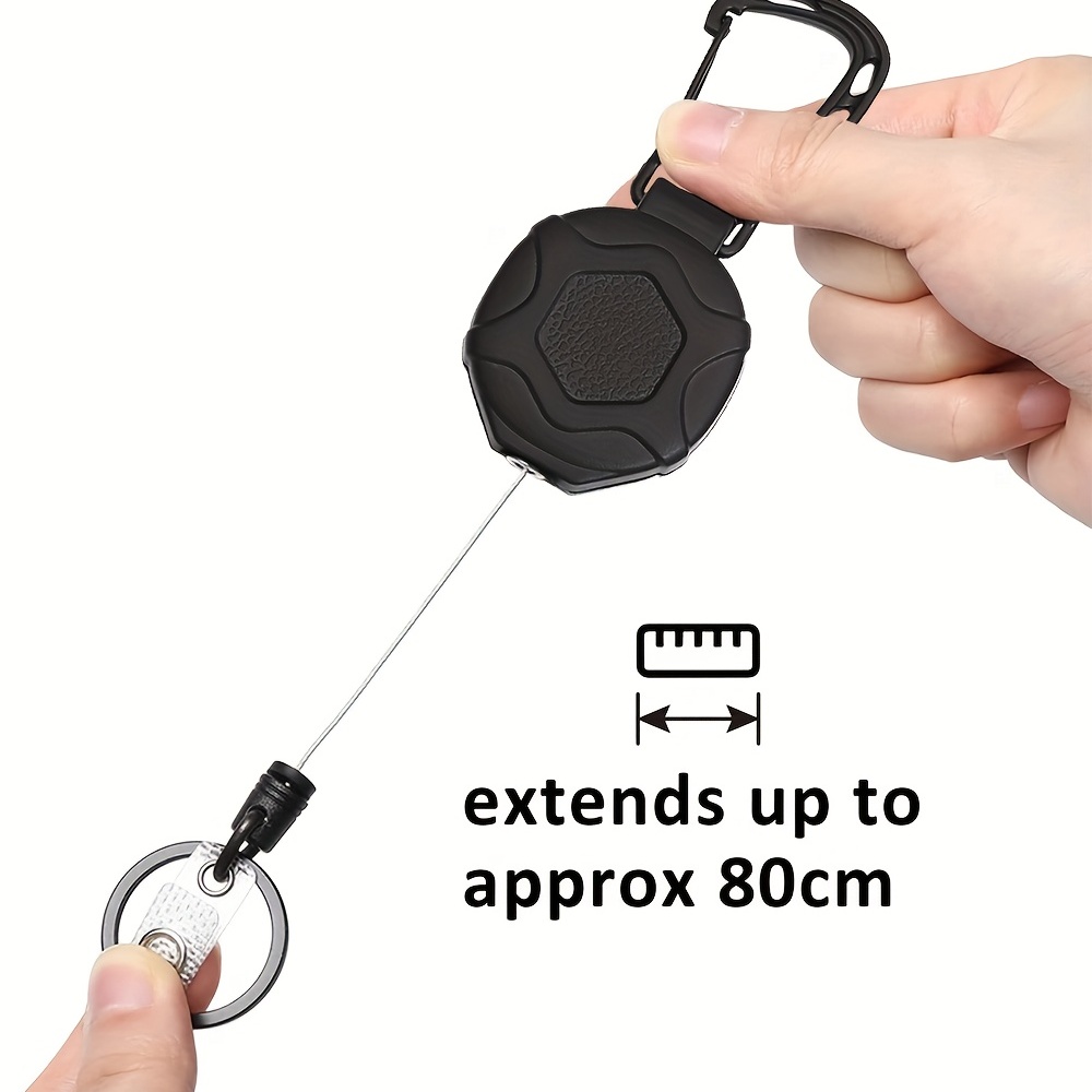 1pc Heavy Duty Retractable Badge Reel Keychain with 1pc Badge Holder Tactical ID Badge Reel with 31.5 inch Steel Retractable Cord, Bearing Weight 9