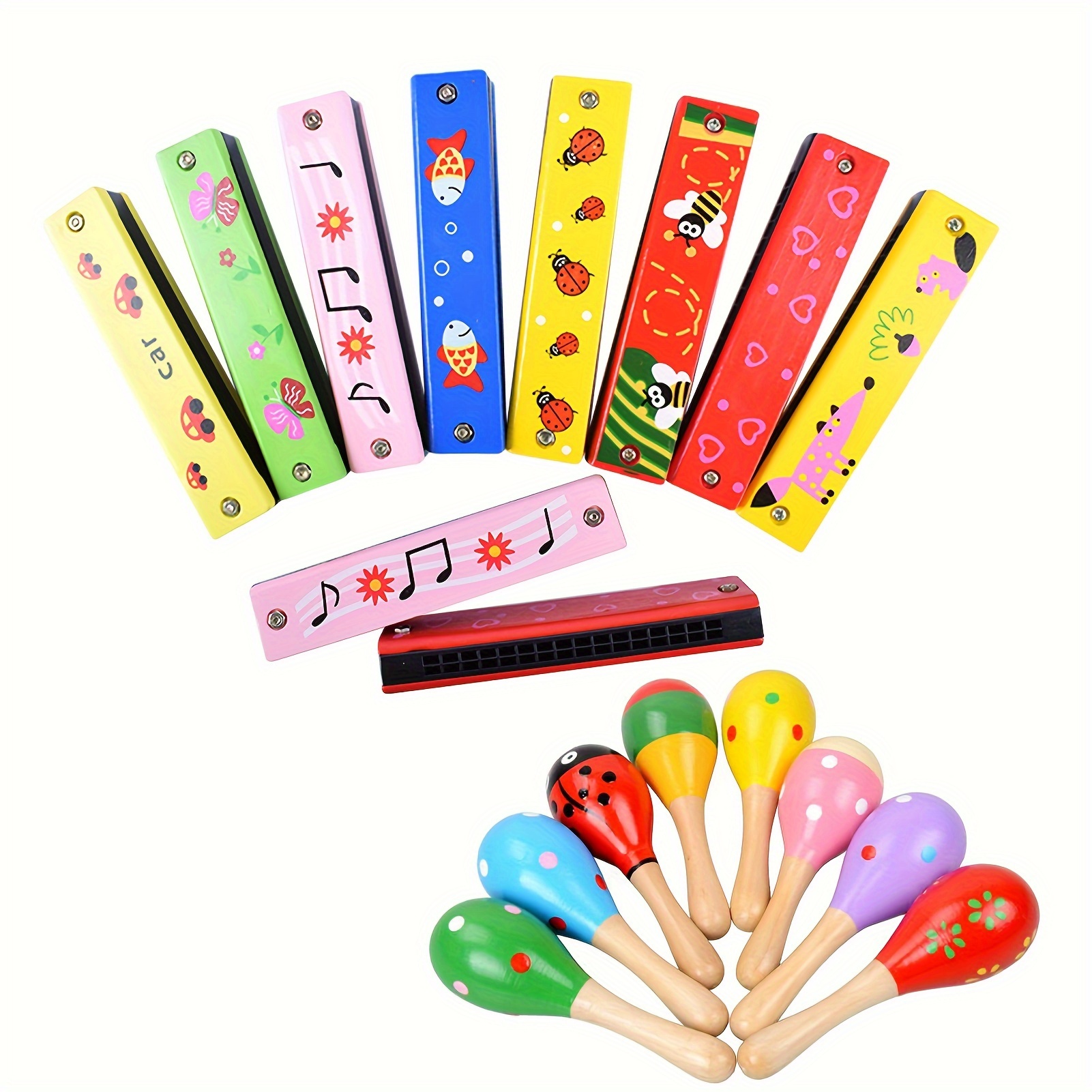  Maracas de madera coloridas de doble cabeza para bebé,  instrumento musical, sonajero para fiesta de juguete : Juguetes y Juegos