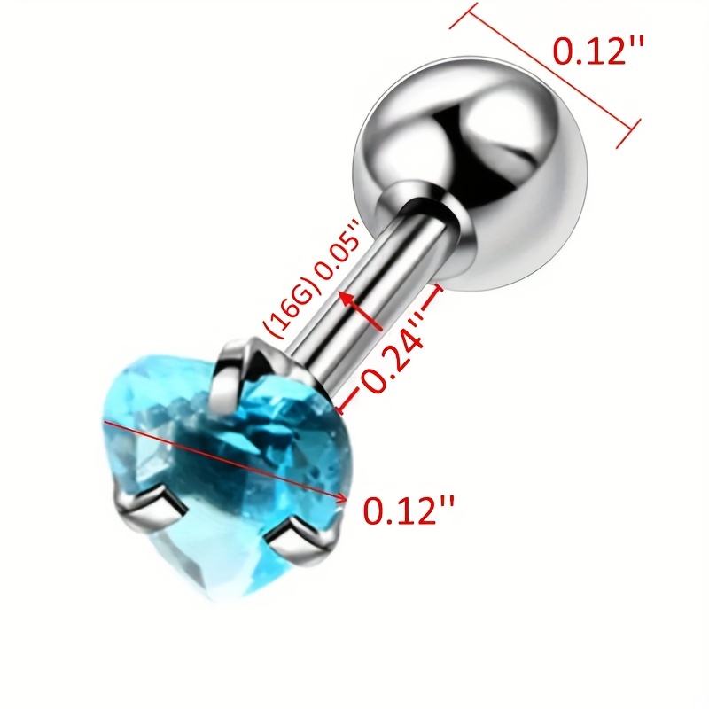 4 Pairs Heart Shape Sparkling Zircon Stud Earrings Set