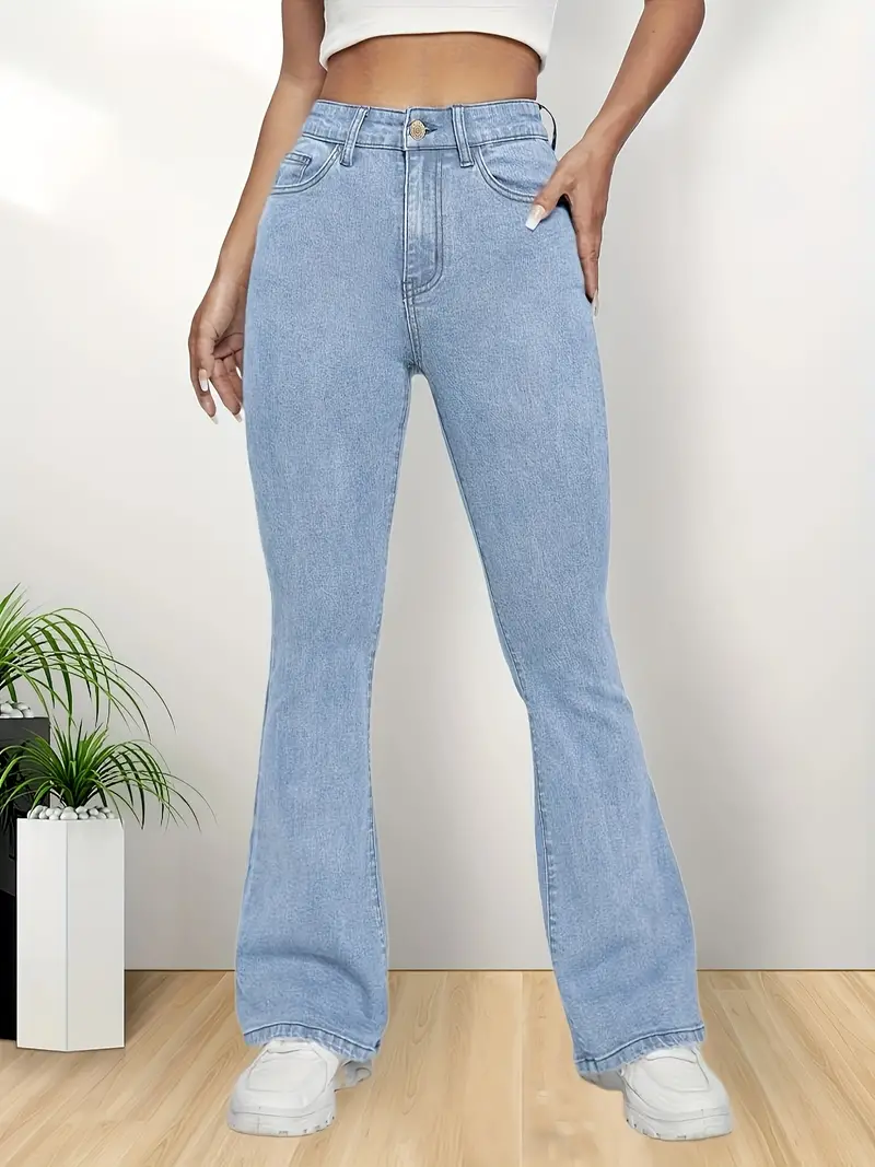 High Denim Flare Trousers, Stretch Flare Jeans Womens