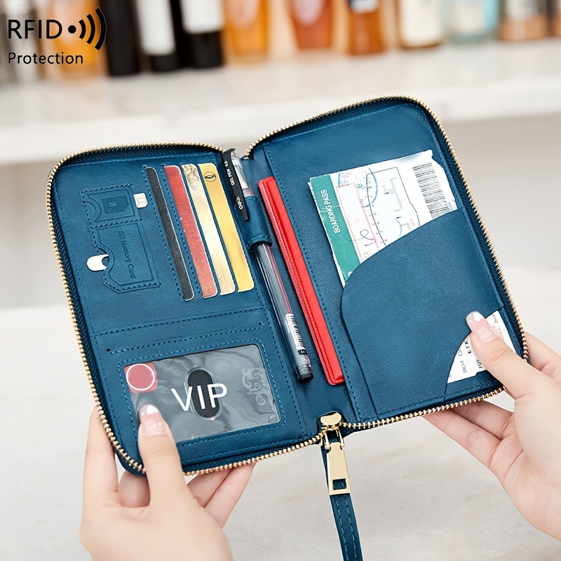 Multi Colour Leather Womens Wallet / RFID Zip Around Wallet 