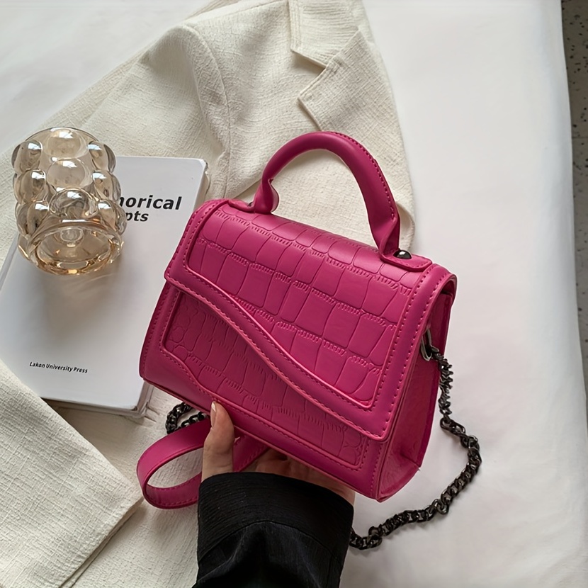Metal Decor Square Handbag, Mini Chain Flap Purse, Women's Faux Leather Crossbody  Bag (7.9*5.1*3.1) Inch - Temu
