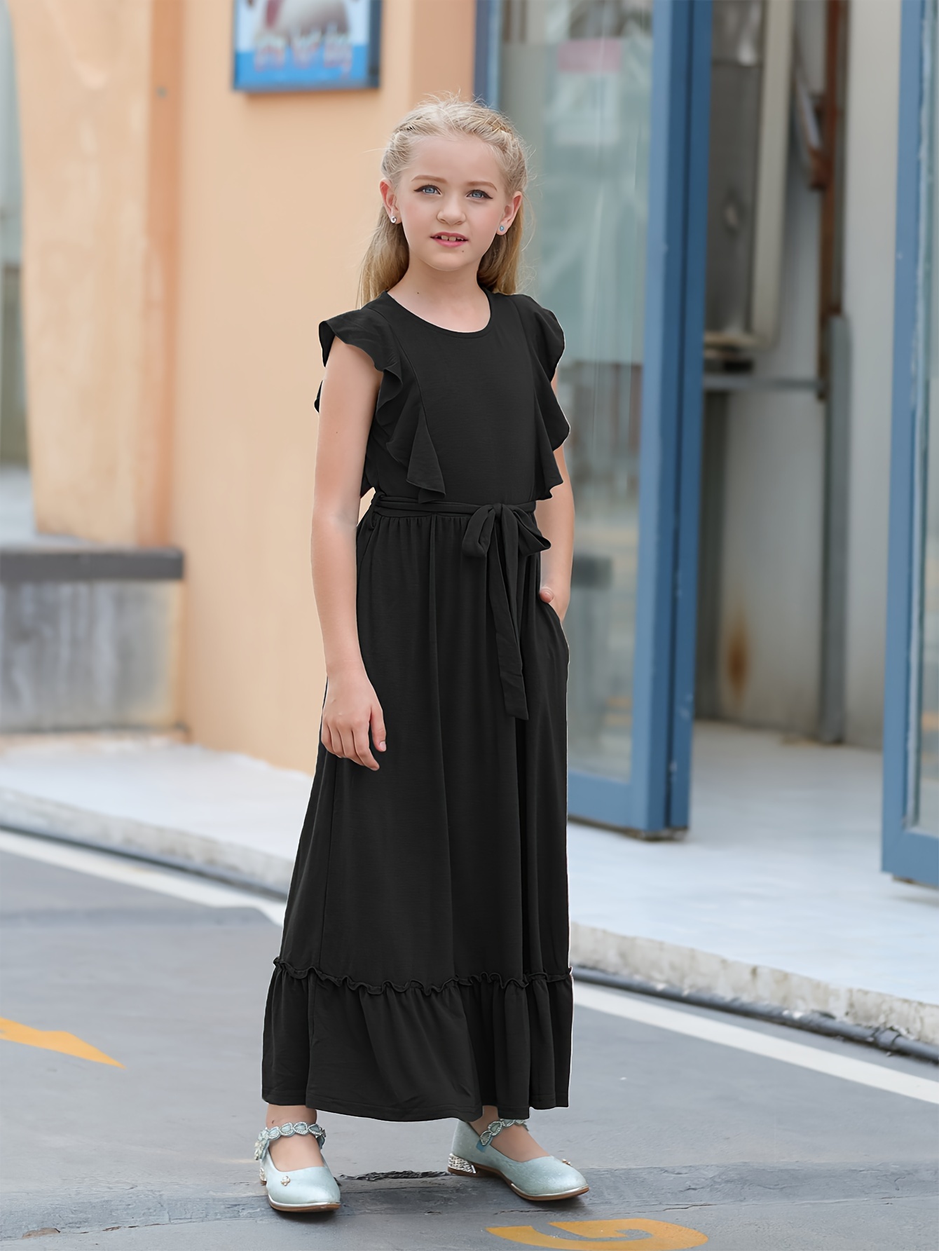 Girls black maxi clearance dress