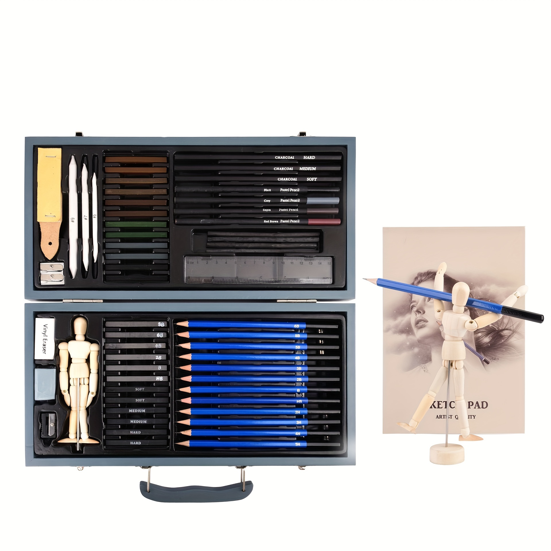 70PCS Sketch Pencil Set Professional Sketching Drawing Kit Wood