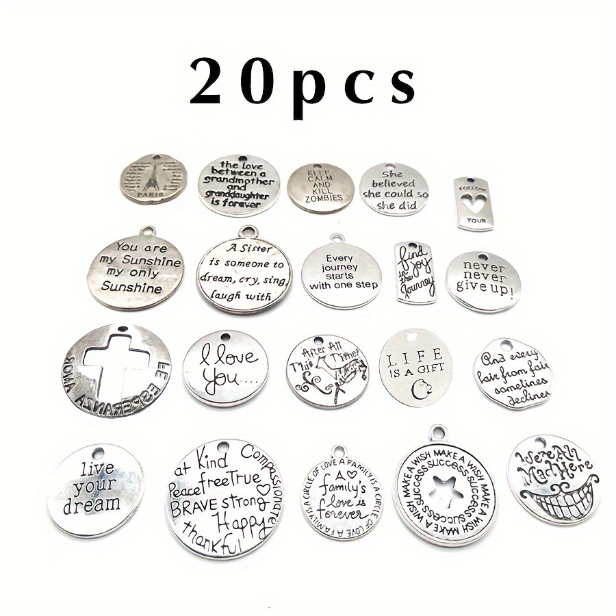 26 piezas] collar con dijes de letras del Alfabeto de Metal Para  manualidades (accesorios Diy Para collar de pulseras Para hacer joyería)