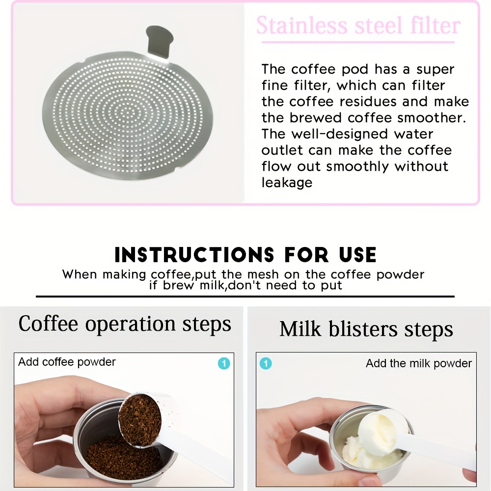 Reusable Dolce Gusto Coffee Capsules Milk Filter Pods & stainless