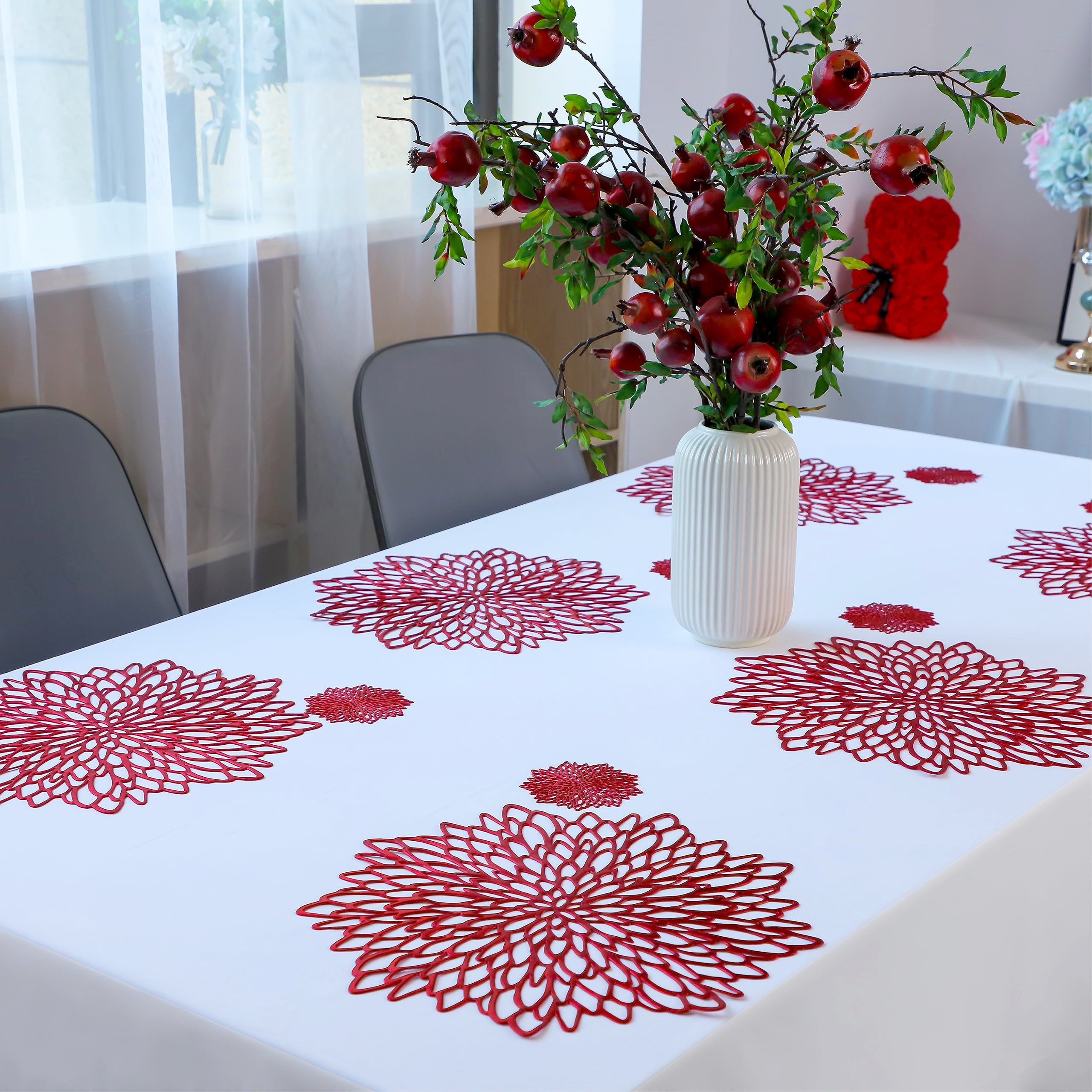 Manteles individuales para mesa de comedor, diseño de pétalos románticos de  rosa dulce, lavables, modernos manteles individuales para interiores y