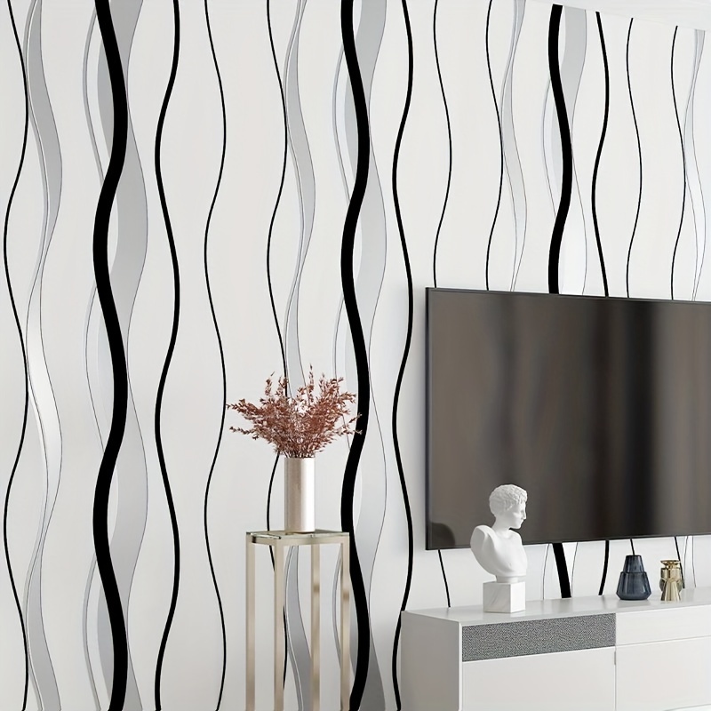 Non Self adhesive Curved Wavy Vertical Stripe Wallpaper - Temu