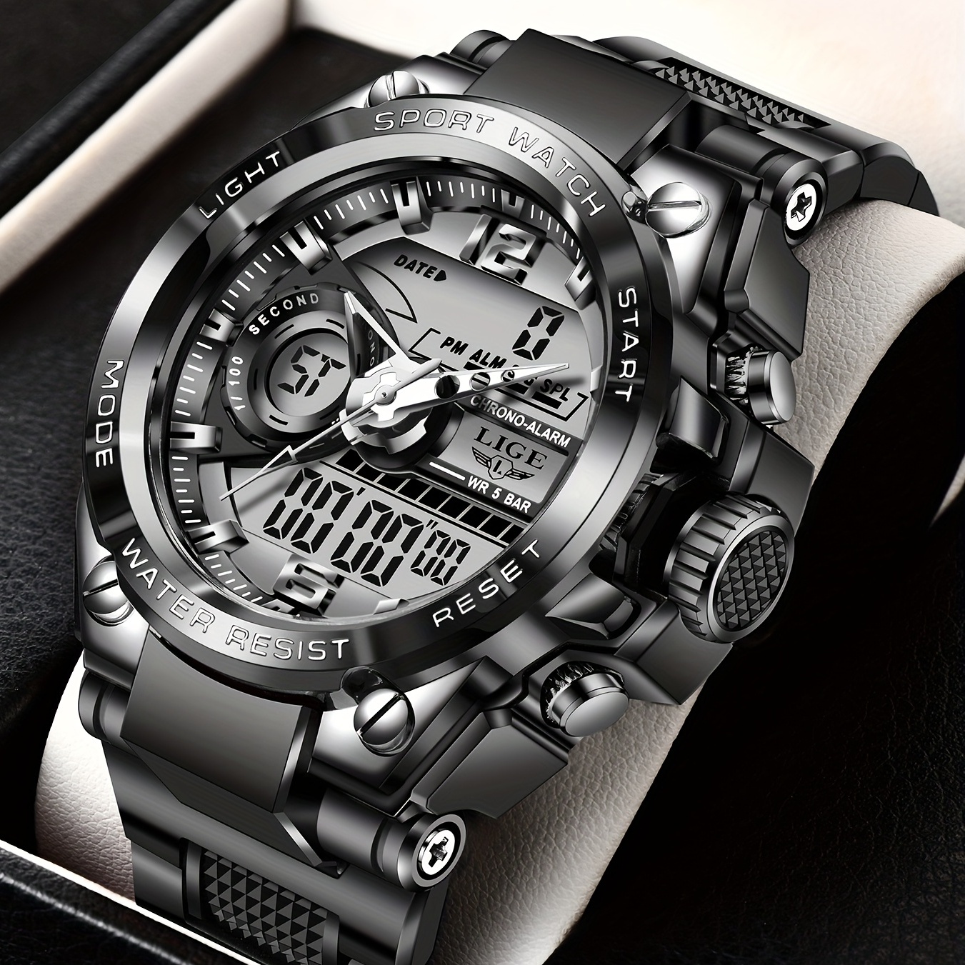 Fashion Mens Waterproof Sport Watch Black LED Digital Watch Military Wrist  Watch