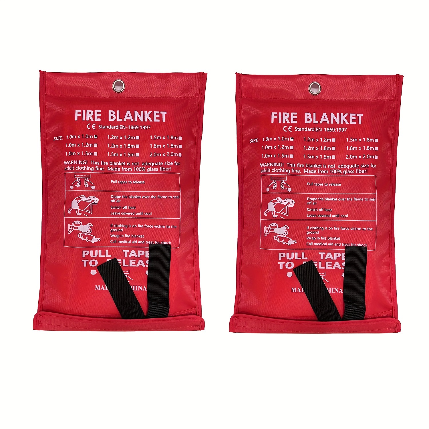 

2 Packs Fire Blanket 39''×39'' Fiberglass Emergency Fireproof Gear, Flame Retardant Protection For Home, Kitchen, Camping, Hiking