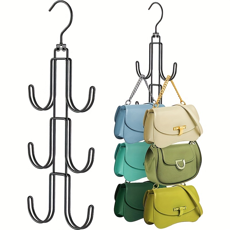 2Pcs Purse Hanger Organizer Rotating Handbag Holder Space Saving Purse  Hanger Metal Purse Hanging Hooks Purse Storage Hook for Closet Bedroom  Wardrobe Totes Scarves Belts 