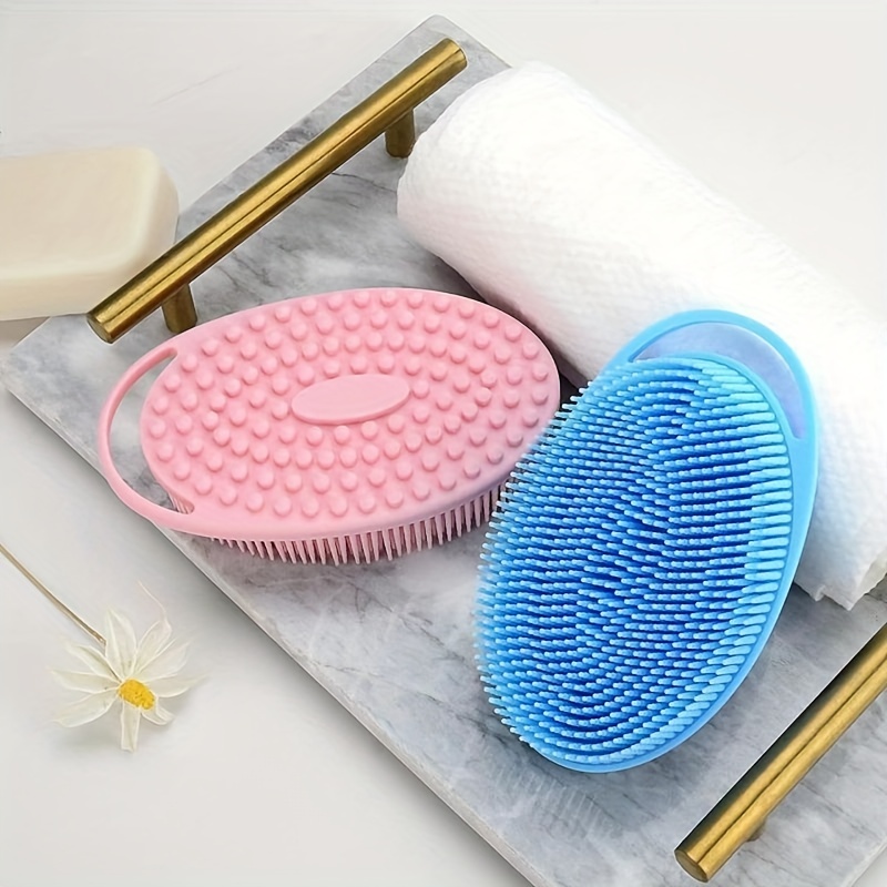 2 In 1 Bath And Shampoo Brush, Silicone Body Scrubber For Use In