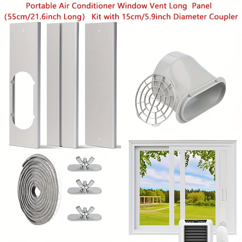 Kit portátil de ventana de aire acondicionado, kit de ventilación ajustable  para ventana, placas de sellado con manguera de escape de 5.9 pulgadas