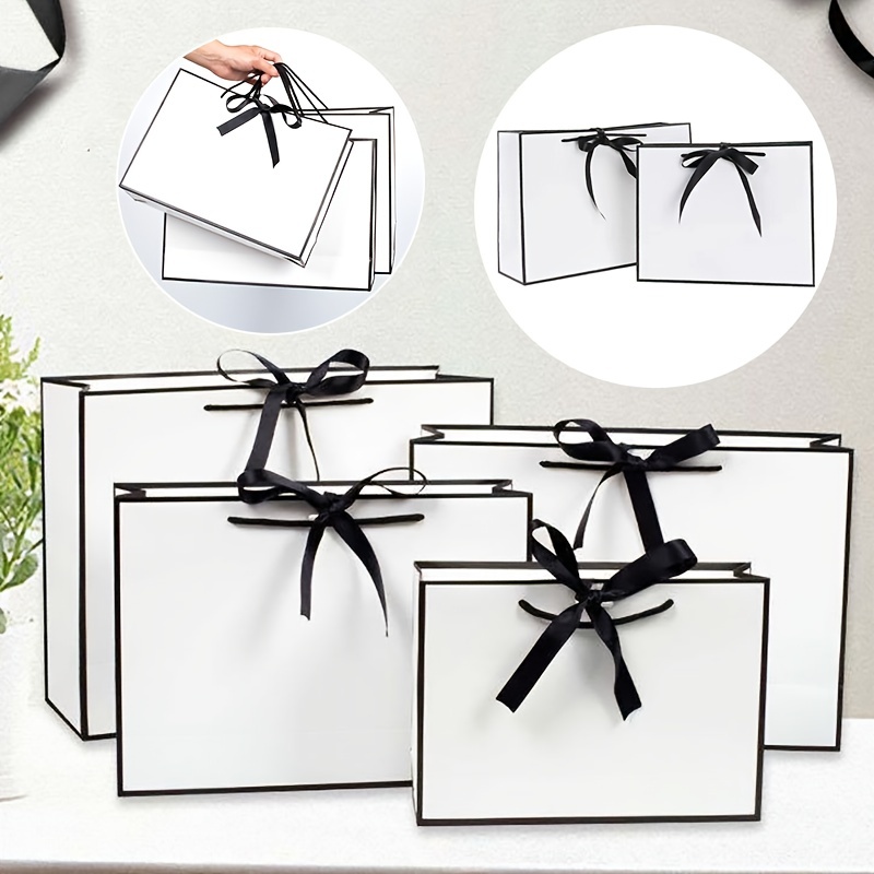 24 bolsas de regalo con etiquetas de nombre – Bolsas de recuerdo de fiesta  con asas y elegantes bordes blancos – Pequeñas bolsas de regalo arcoíris