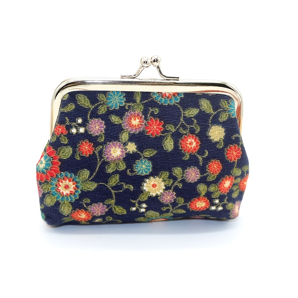 Women's Vintage Floral Pattern Coin Purse, Kiss-lock Clutch Purse,  Lightweight Wallet - Temu