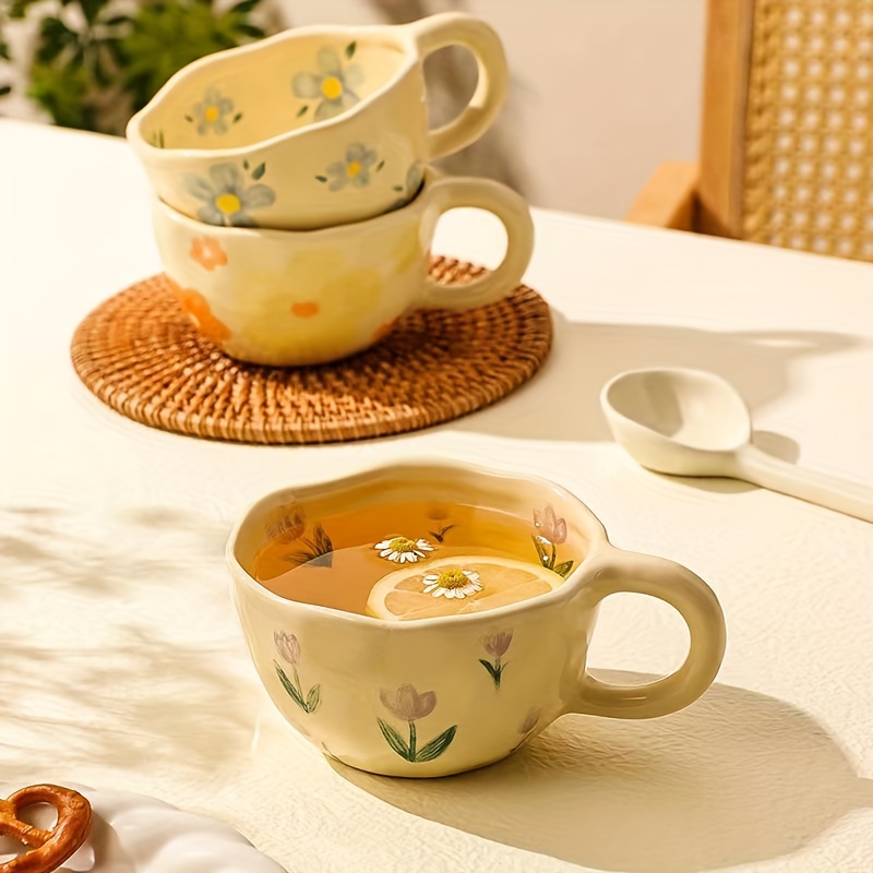 Vintage Teacup And Saucer Elegant Flower Pattern Coffee Mug - Temu