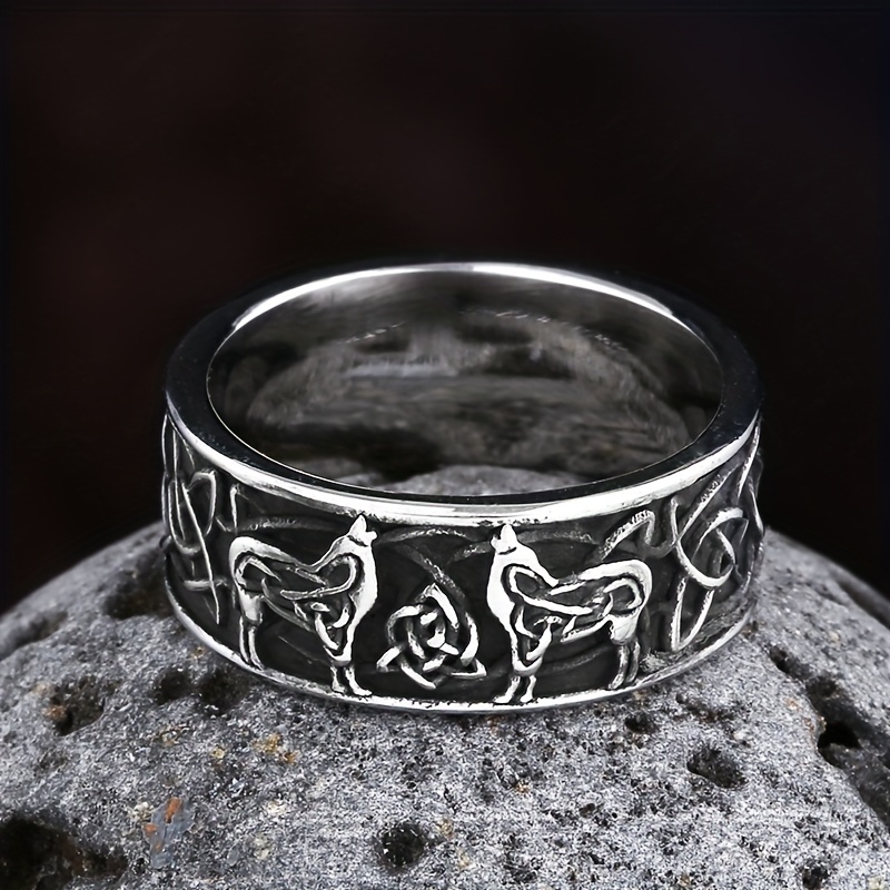 Mens wolf wedding on sale band