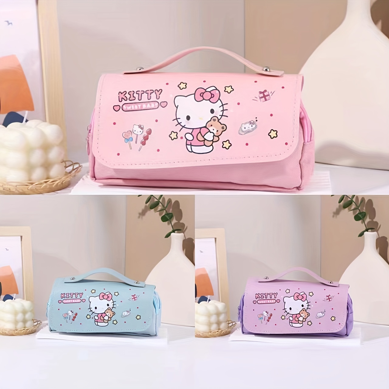 Kawaii Sanrio Hello Kitty Kuromi Cinnamoroll Pencil Case High Capacity  Student Stationery Storage School Supplies Girls Gifts