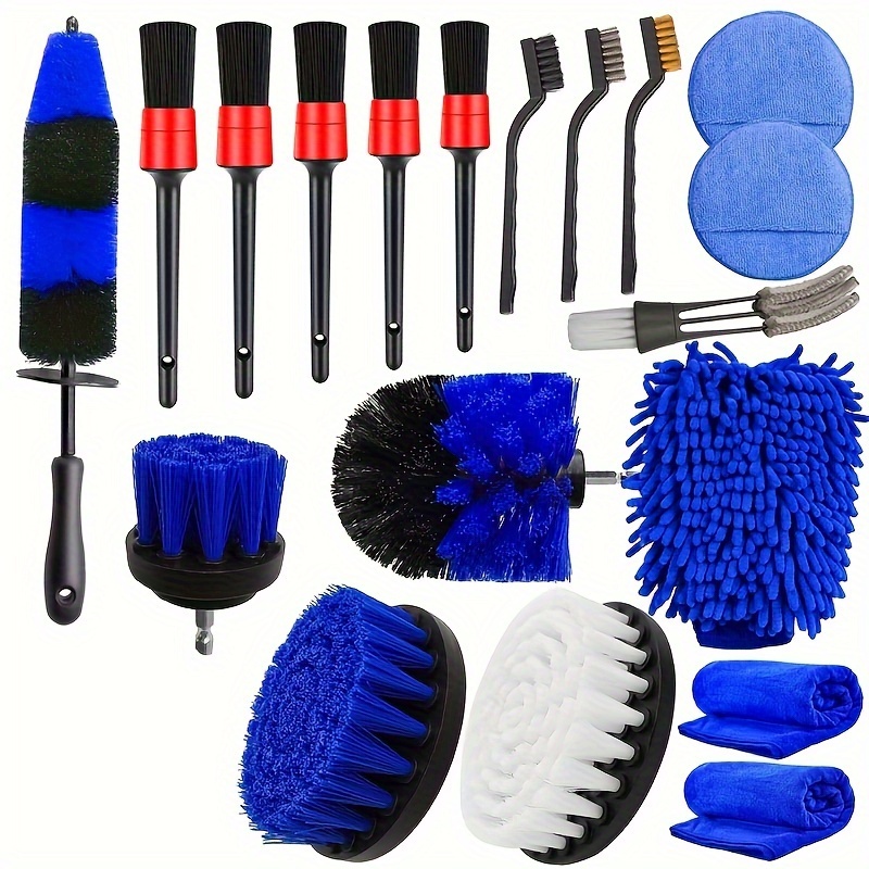 23Pcs Car Cleaning Kit Interior Exterior Detailing Brush Set Wash Cleaner  Supply