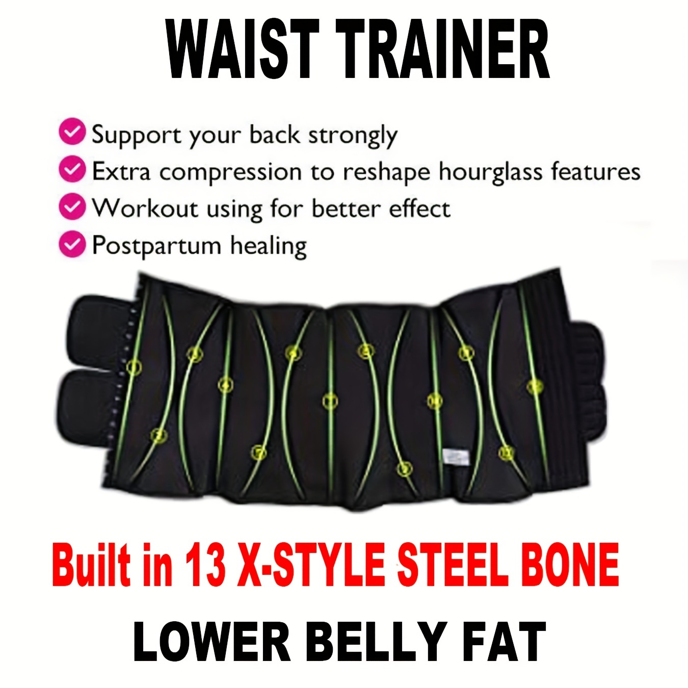 1pc Everyday Use, Hook Closure Waist Trainer Body Shaper Belt