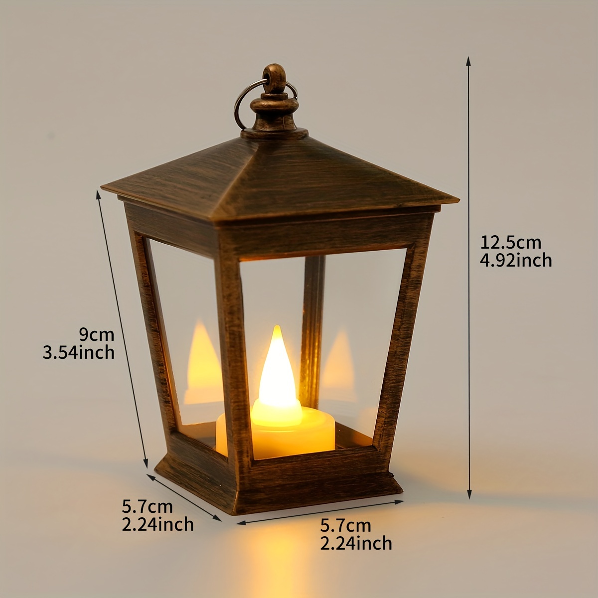 Flickering Led Candle Lantern, Battery Included, Vintage