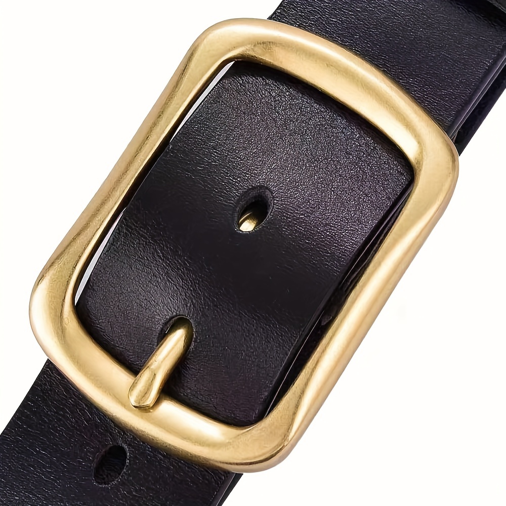 Cowhide Copper Pin Buckle Men's Belt Green Middle Aged Jeans Retro Belt