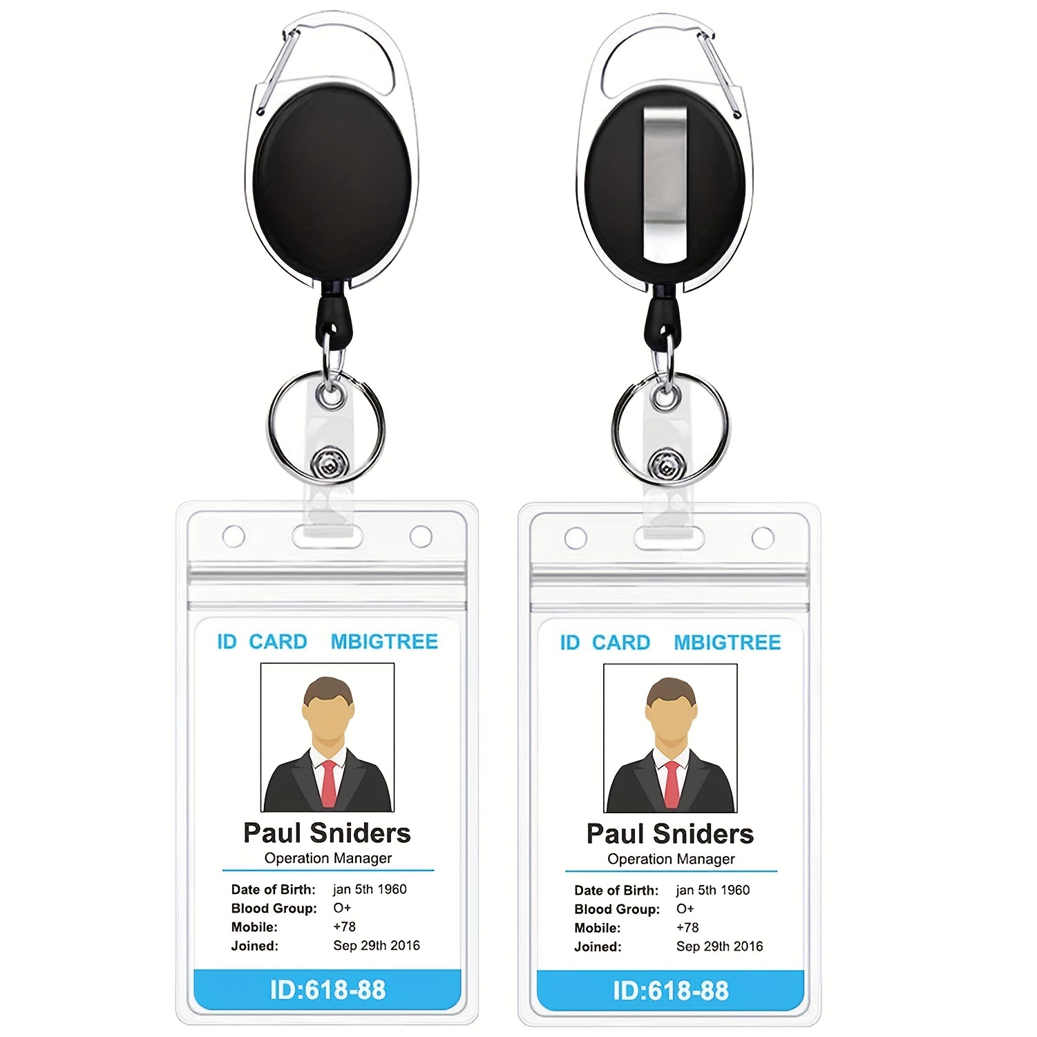 Retractable Heavy Duty Badge Reels With Id Badge Holder Tactical Id Card  Holder Vertical Id Holder With Carabiner Keychain Badge Reel - Temu