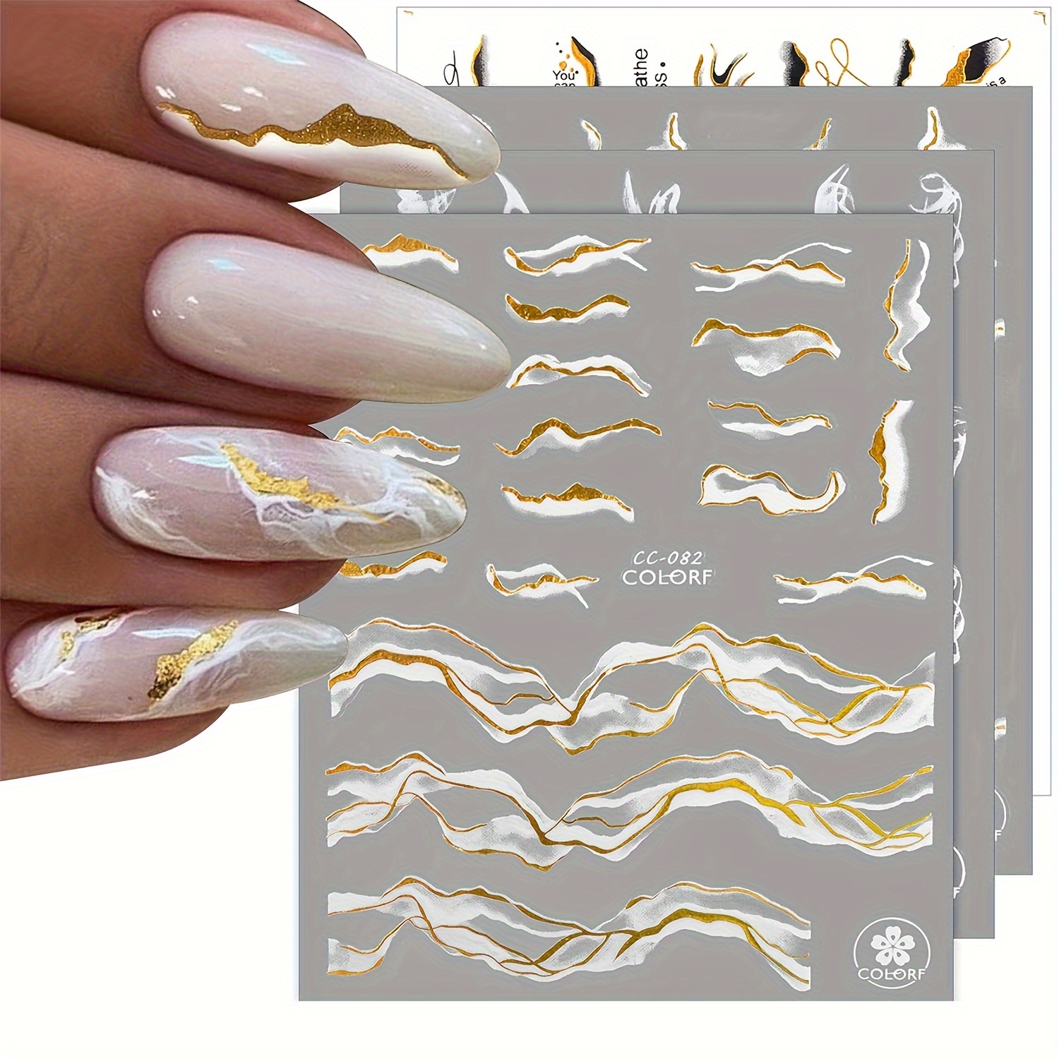 

12 Sheet Marble Design Nail Art Stickers, Self Adhesive Wave Design Nail Art Decals For Nail Art Decoration, Nail Art Supplies For Women And Girls