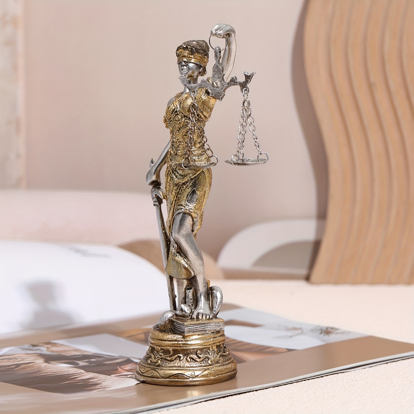 1pc justice goddess ornament resin the goddess of fairness statue art craft for bookshelf home living room office cafe decor room tabletop display entryway decor winter christmas new year decor