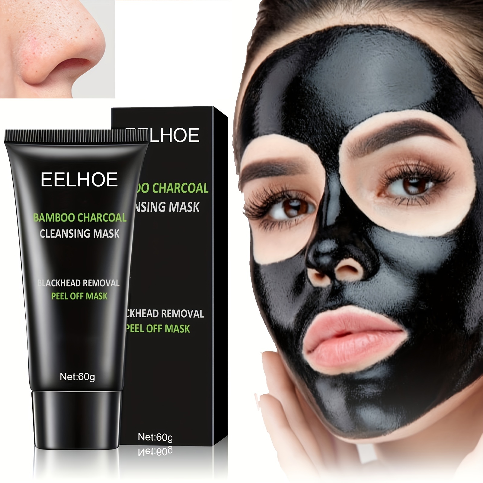 Maschera nera per la cura della pelle, Maschera strappabile purificante,  Maschera viso al carbone per una pulizia profonda e rigenera la pelle