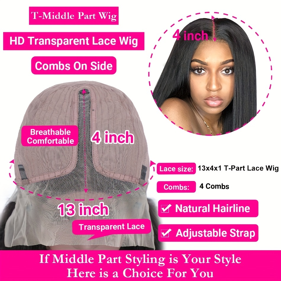 20inch / 26inch Straight Lace Front Human Hair Wigs For Women Malaysian  Straight 13X6 HD Lace Frontal Wig Pre Plucked