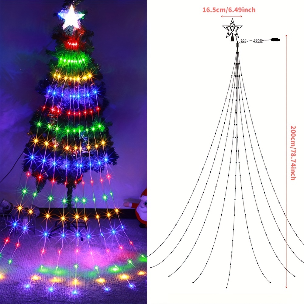 1pc Christmas Outdoor Star String Lights, Waterfall String Light, USB  Flowing Water Light, 9 Strip 78.74inch/6.56ft, 8 Lighting Modes With Remote  Con