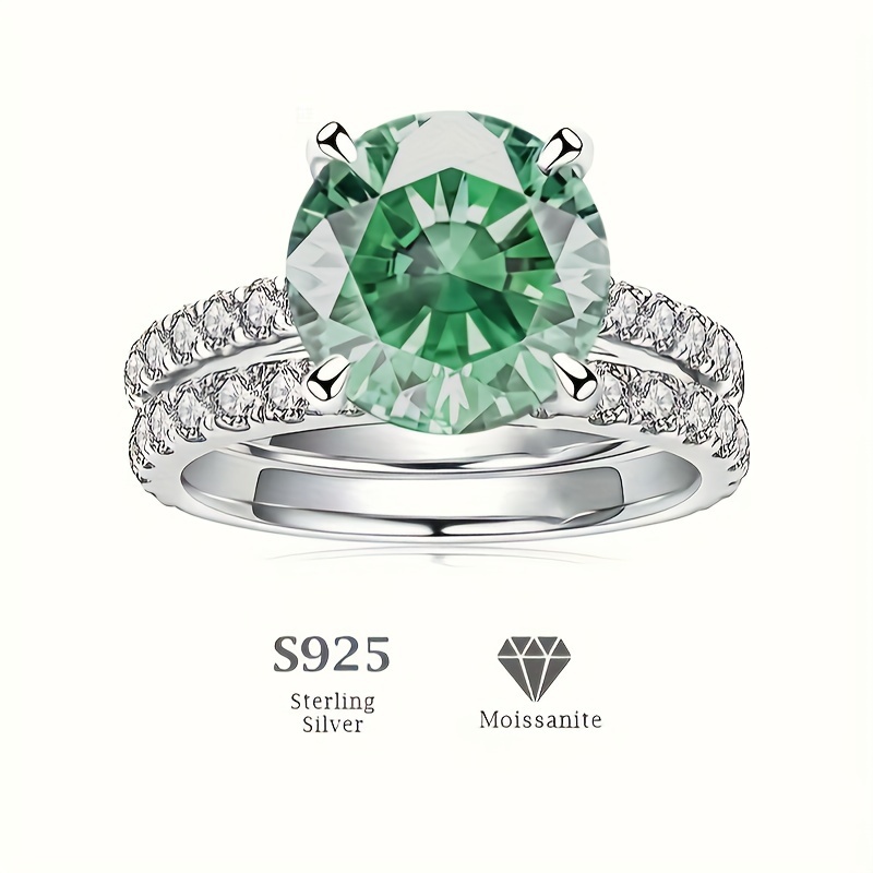 S925 Round Cut Moissanite Ring Set for Wedding