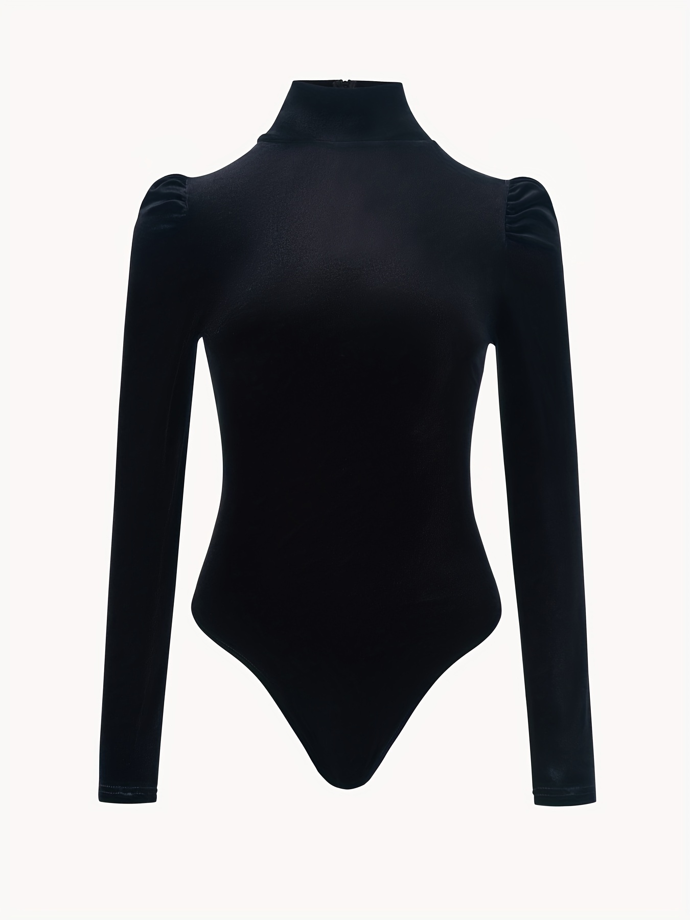 Women's Black Long Sleeve Bodysuit Turtle Neck Long Sleeve - Temu