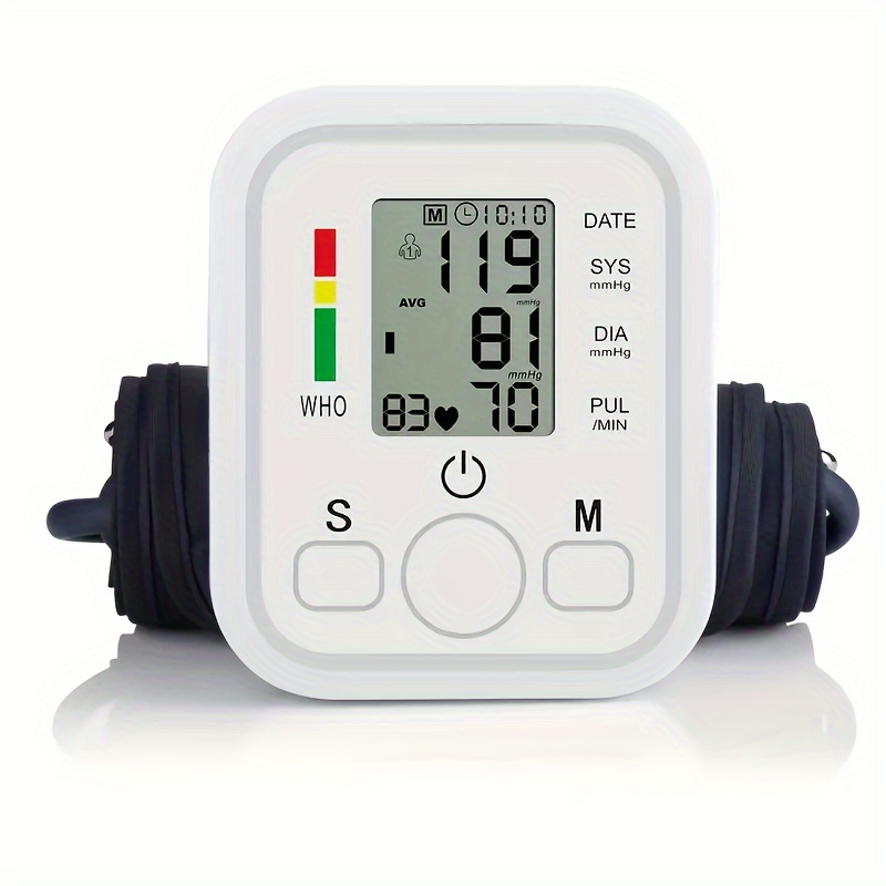  Monitor de presión arterial para uso doméstico: Easy@Home -  Máquina de presión arterial grande para brazo superior - Digital automático  con pantalla de hipertensión retroiluminada de 3 colores e indicador de