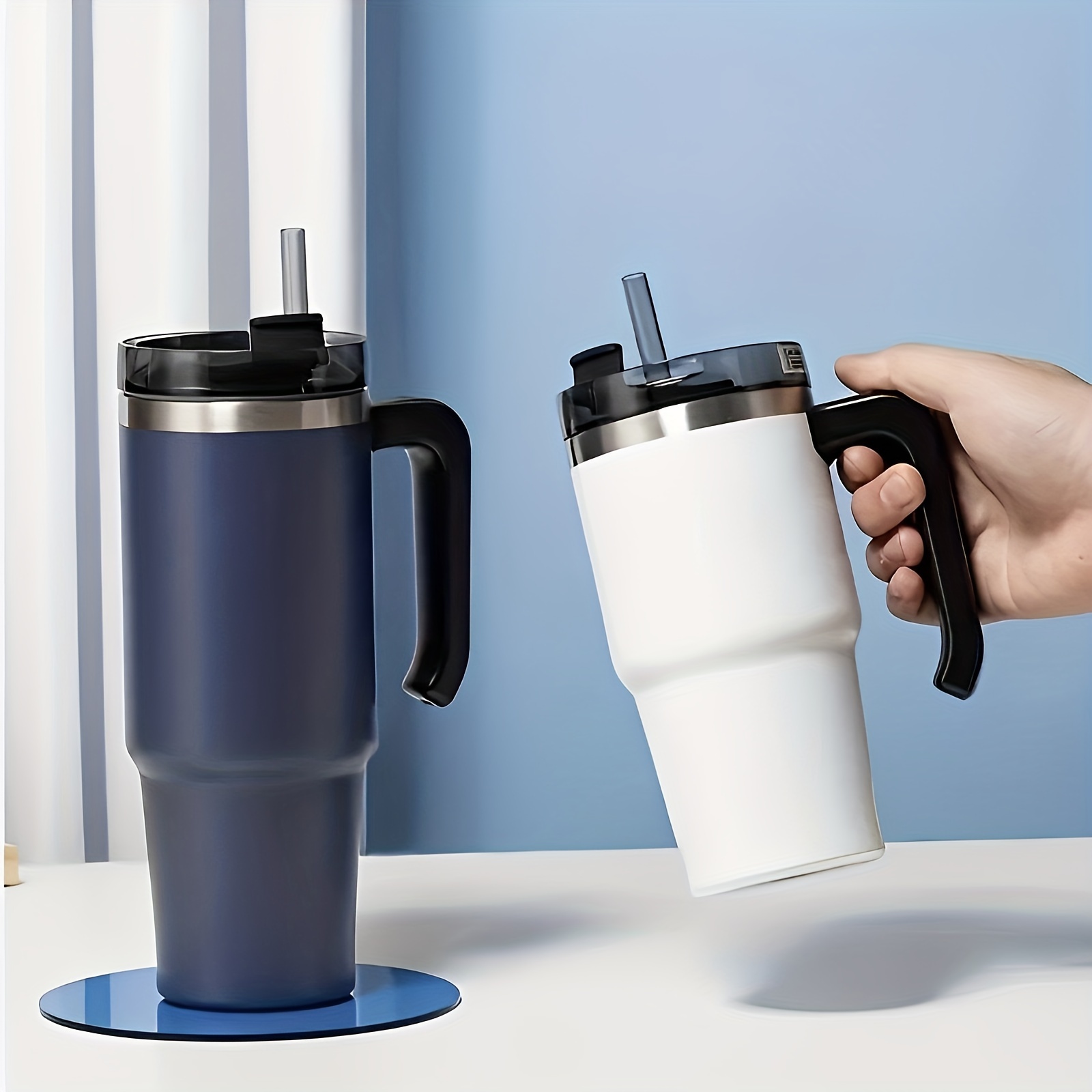 Stay Hydrated On-the-go: Stainless Steel Vacuum Insulated Water Bottle With  Cup & Portable Thermal Coffee Mug - Temu
